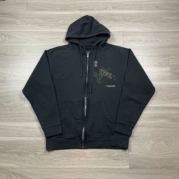 UFC Hoodie Mens Large Black MMA Fighting Fleece Sweatshirt Zip - Picture 1 of 9
